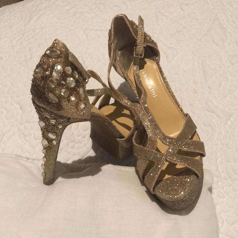 Gianni Bini Gold Jeweled Heels